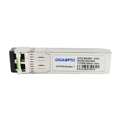 ماژول فرستنده و گیرنده نوری WDM SFP28 10 کیلومتر LC DOM 1270 نانومتر TX 1330 نانومتر RX Industrial