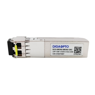 فرستنده و گیرنده نوری دوطرفه دو طرفه SFP 100 مگابیت بر ثانیه TX1550nm RX1310nm LC 20km DOM