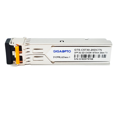 فرستنده 3 گیگابیت بر ثانیه DVI ویدئو SFP فرستنده تک فرستنده CWDM غیر MSA 1270 نانومتر 1610 نانومتر 20 کیلومتر SMF LC DDM