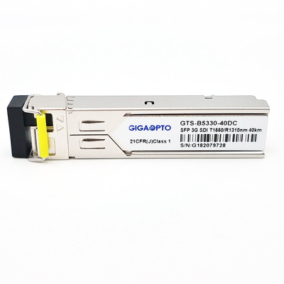 ماژول گیرنده فرستنده 3Gbps MSA SMPTE SFP BiDi TX1550nm RX1310nm 40km برای SD/HD/3G-SDI LC SMF DDM