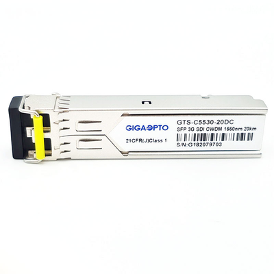 ماژول فرستنده گیرنده ویدئوی 3G SDI HD CWDM SFP 1270 ~ 1610 نانومتر کانال 20 کیلومتری LC DOM MSA Pin-Out